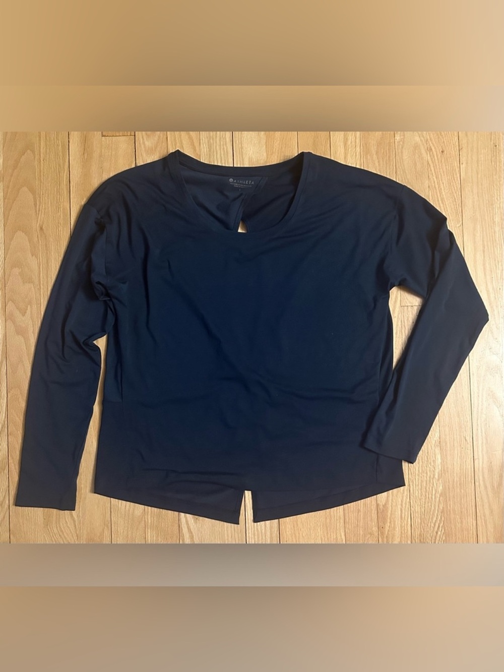 Athleta Womens Twist Back Keyhole Cutout Long Sleeve Athletic Top, Teal, Sz L